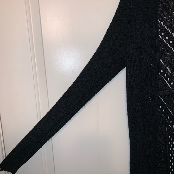 It's Our Time Open Front Long Sweater Black - Picture 2 of 3